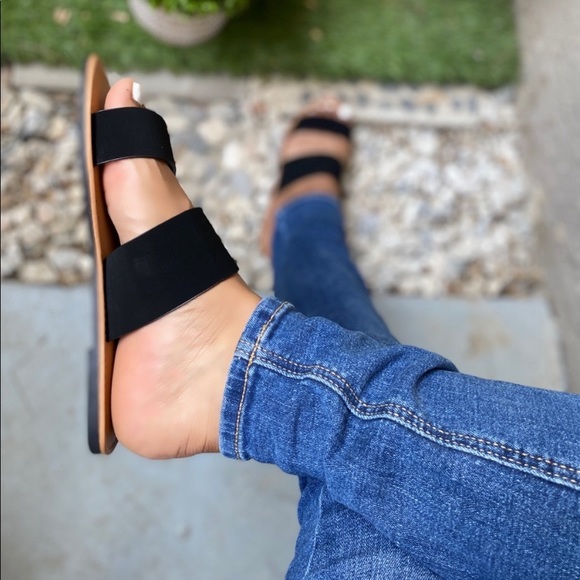 🌿2/$12   Black Nubuck Double band Sandals - Picture 4 of 5